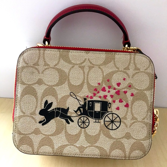 NWT COACH Lunar New Year Box Crossbody In Signature Canvas Rabbit Carriage CE609 - Picture 3 of 11
